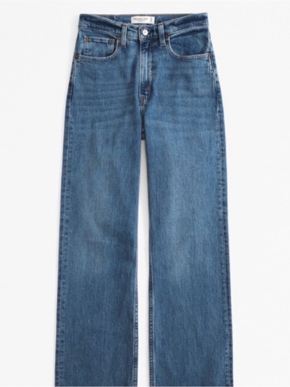 Abercrombie & Fitch High-Rise Straight Leg Jeans - Medium Blue